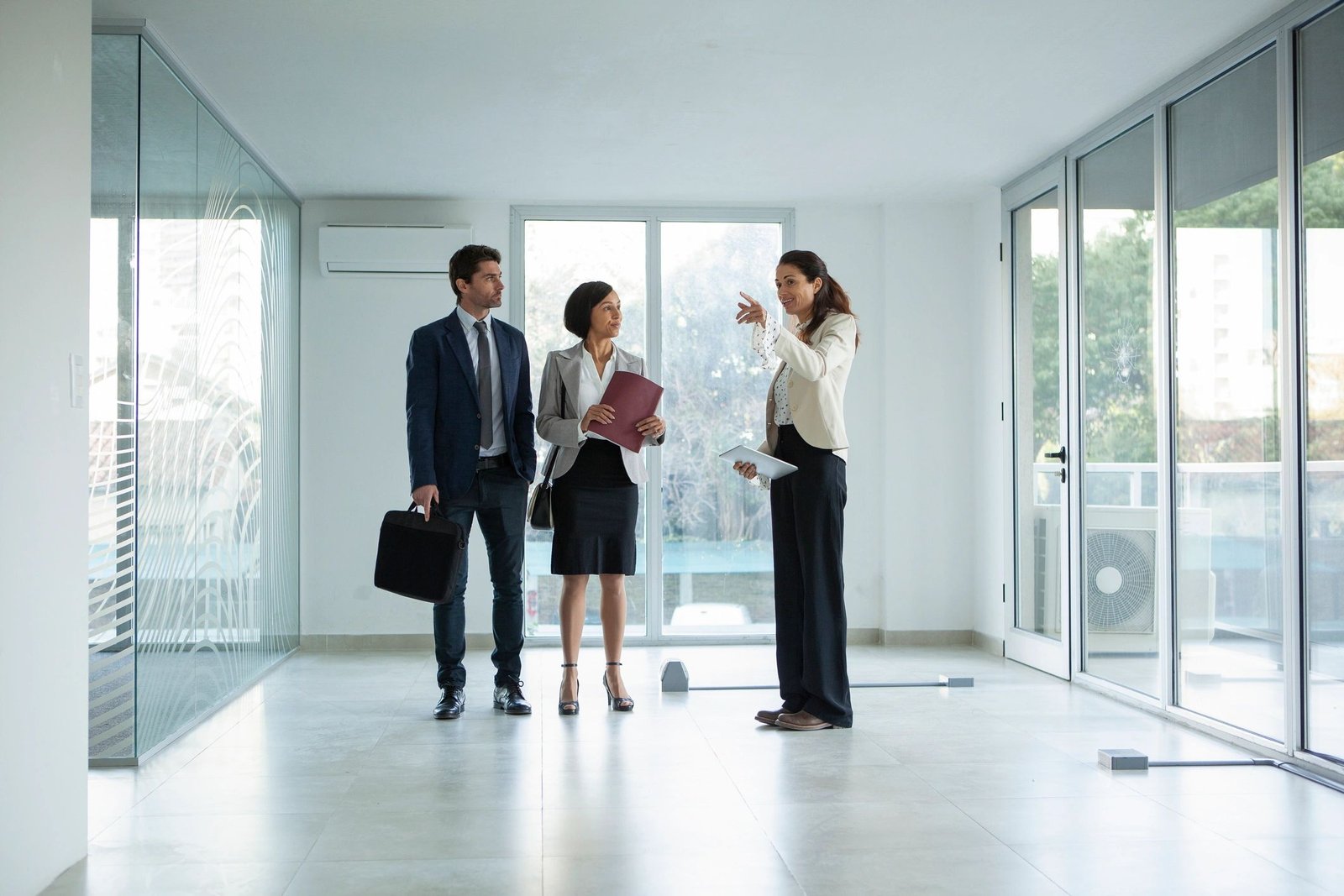 Real estate stakeholders reviewing a commercial property